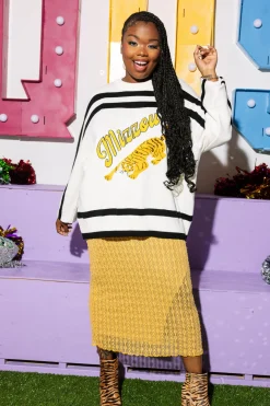 Licensed- White & Black 'Mizzou' Stripe Long Sleeve Sweater