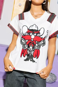 Licensed White, Black & Red Texas Tech Raider Red Jersey Tee