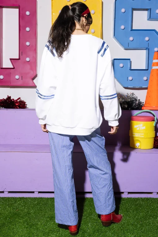Licensed- White, Blue & Red 'Ole Miss' Jersey Sweatshirt