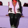 Licensed- White, Red & Black Texas Tech Full Sequin Button Up Sweater Vest