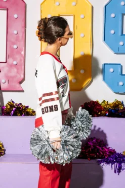 Licensed- White, Red & Black 'Texas Tech' Varsity Cardigan