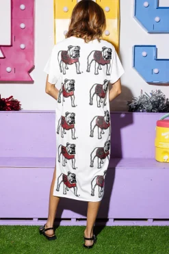 Licensed White Sequin Georgia Bulldog Midi Dress