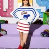 Licensed-Royal & Red Tech Bulldogs Stripe Long Sleeve Top