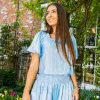 Light Blue & Silver Ribbed Flutter Top