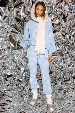 Light Blue Iridescent Snowflake Joggers