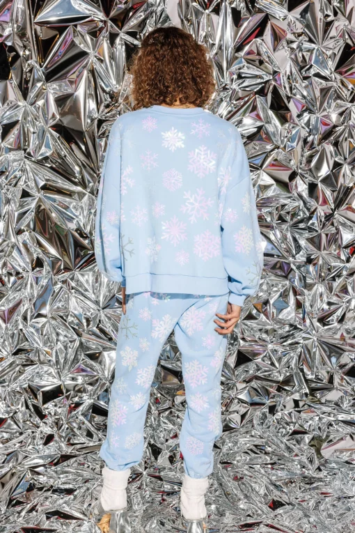 Light Blue Iridescent Snowflake Joggers