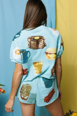 Light Blue Queen of Breakfast Top