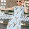 Light Blue Scattered Baseball Bat Tank Dress