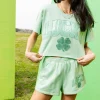 Light Green 'Lucky' Short Sleeve Top