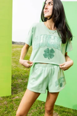 Light Green 'Lucky' Short Sleeve Top