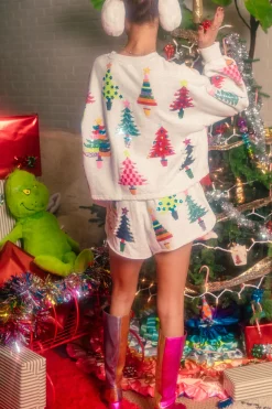 Light Grey Colorblock Trees Shorts