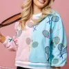 Light Pink & Blue Colorblock Tennis Sweatshirt