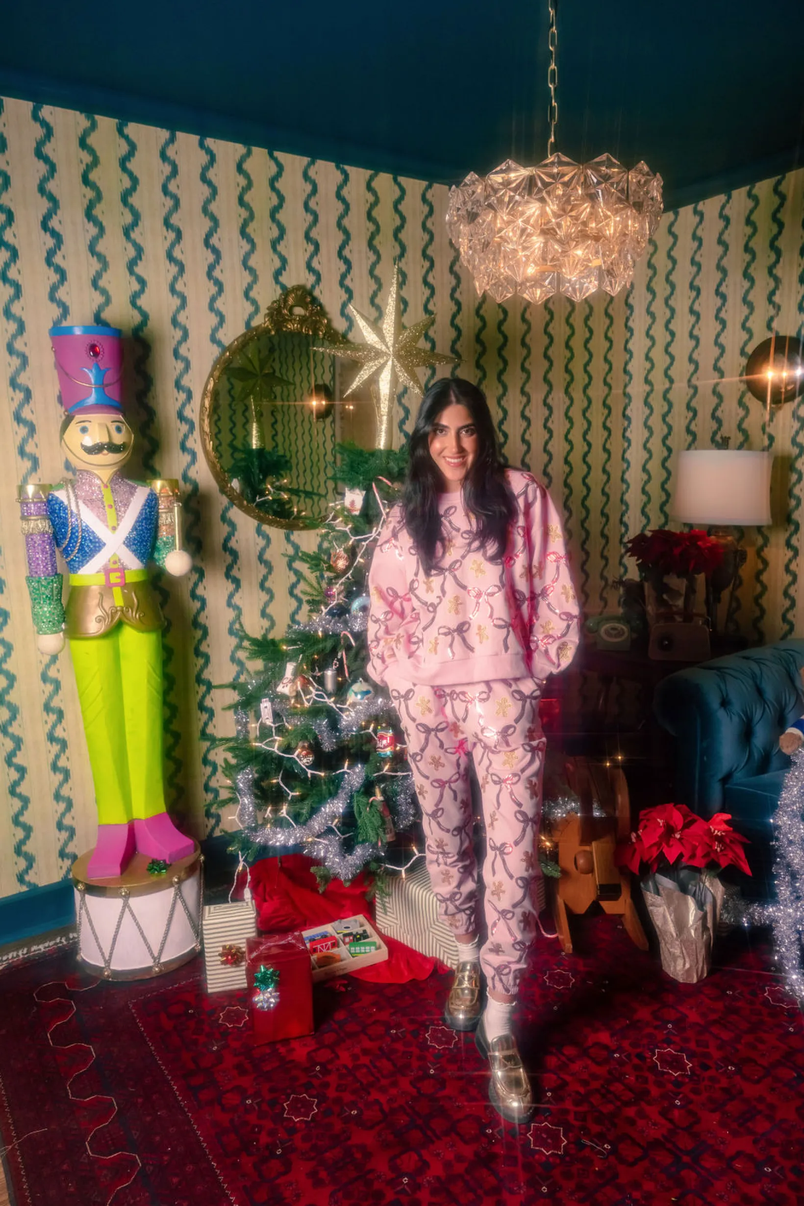 Light Pink Gingerbread Men & Bows Sweatshirt