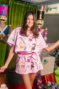 Light Pink Rainbow Candy Canes Skort