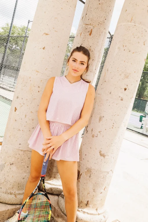 Light Pink Rhinestone Active Tank