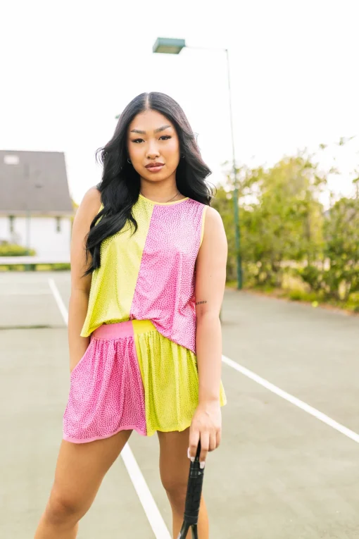 Lime & Bubblegum Active Rhinestone Tank