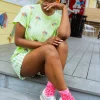 Lime Green Beaded Mini Palm Tree Tee