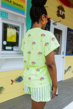 Lime Green Beaded Mini Palm Tree Tee