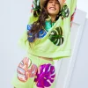 Lime Green Metallic Monstera Short