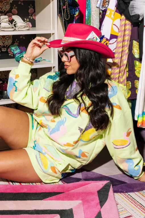 Lime Green Multi Bird Sweatshirt