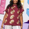 Maroon & Gold Rhinestone Lace Football Tee