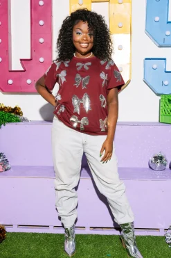 Maroon & Silver Bow Tee