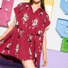 Maroon & White Football Player Gauze Dress