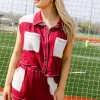 Maroon & White Gauze Short