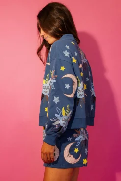 Midnight Blue Stars & Moon Henley Short