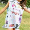 Music All Over Shoulder Pad Tank Dress