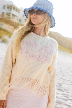 My Job Is Beach' Fringe Sweater
