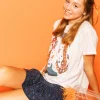 Navy & Orange Fringe Boot Tee