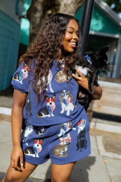 Navy American Dog Top