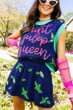 Navy Mint Sweater Skirt