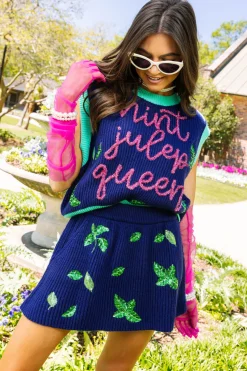 Navy Mint Sweater Skirt