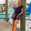 Navy Multi Rhinestone Pocket Short