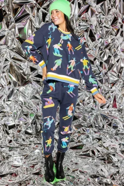 Navy Multi Skier Sport Stripe Sweatshirt