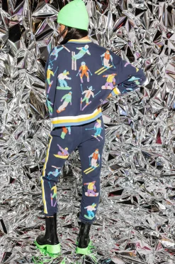 Navy Multi Skier Sport Stripe Sweatshirt