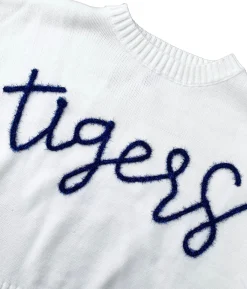 Navy “Tigers” Feather Sleeve Sweater