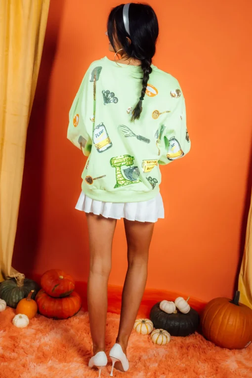 Neon Green Baking Icon V Neck Sweatshirt