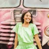 Neon Green Holo Stripe Flutter Top