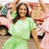 Neon Green Holo Stripe Swing Shorts