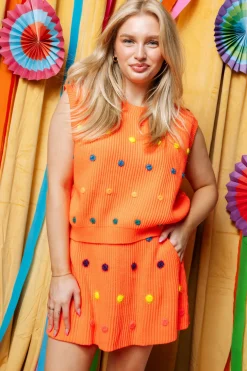 Neon Orange Polka Dot Sweater Tank