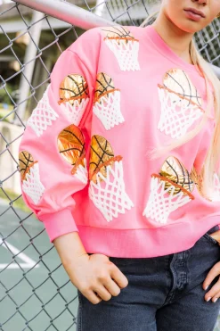 Neon Pink Basketball Hoop Sweatshirt