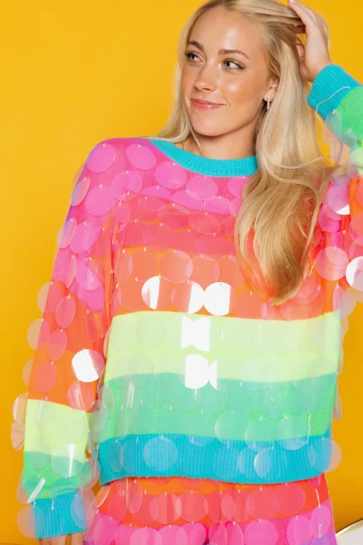 Neon Stripe Clear Sequin Short