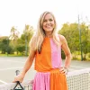 Orange & Bubble Gum Active Rhinestone Tank