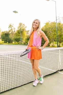 Orange & Bubble Gum Active Rhinestone Tank