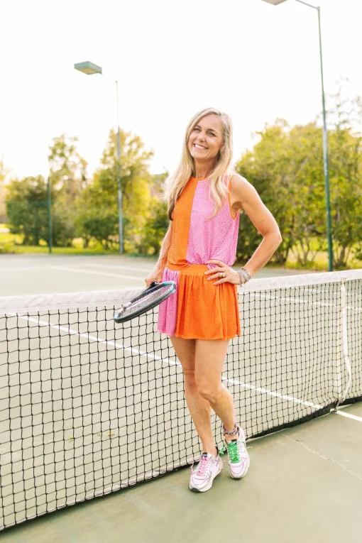Orange & Bubble Gum Active Rhinestone Tank