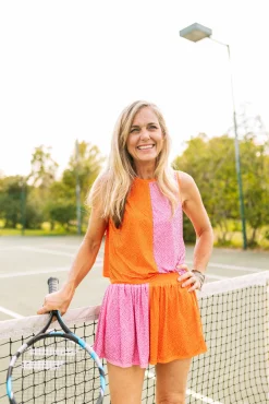 Orange & Bubble Gum Active Rhinestone Short