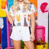 Orange & Navy All Over Icon Drink Tee